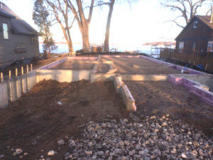 Backfilled foundation after de-watering